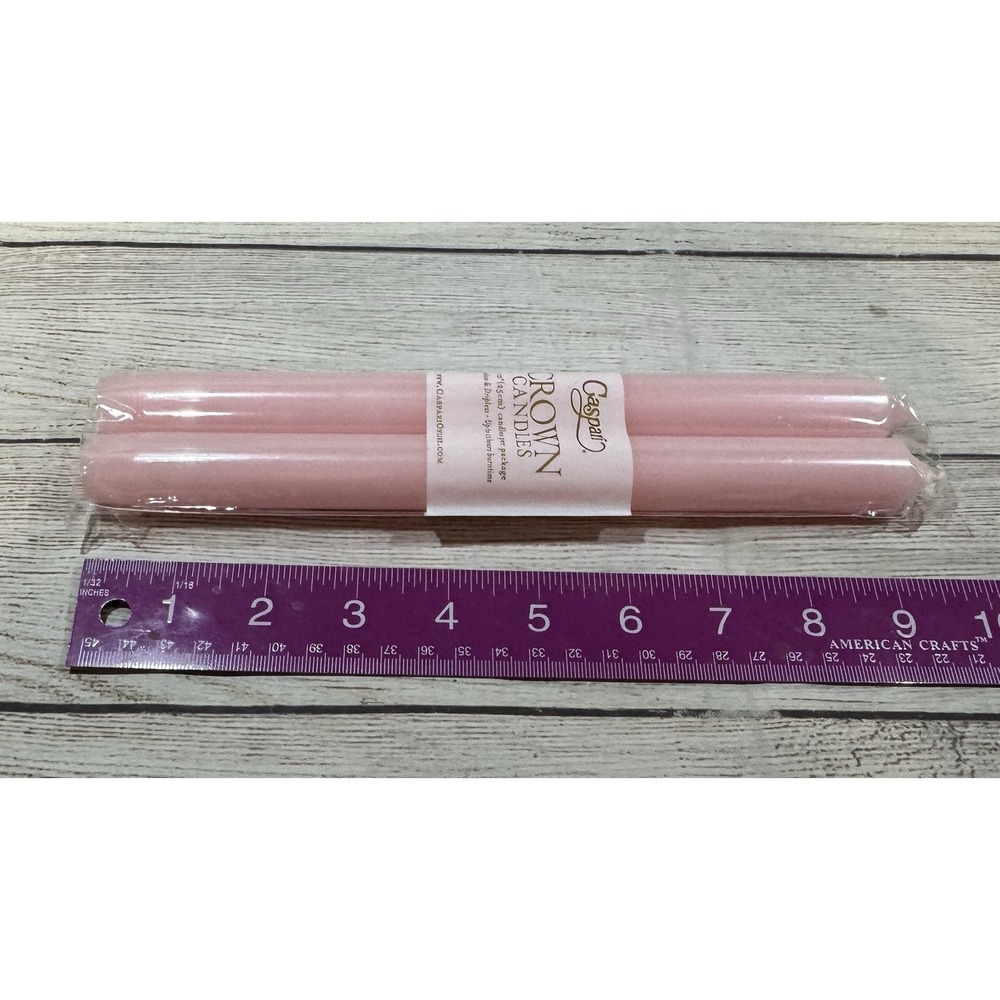 Caspari Crown 10" Candles 2 Petal Pink Duet CA53.2 NEW in Pkg GTub11 - Picture 2 of 3